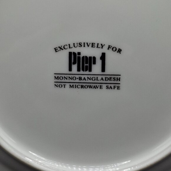 Pier 1 Vintage Ceramic Bread/Desert Plate Set of 4 Leaf Design Monno Bangladesh - Picture 4 of 7